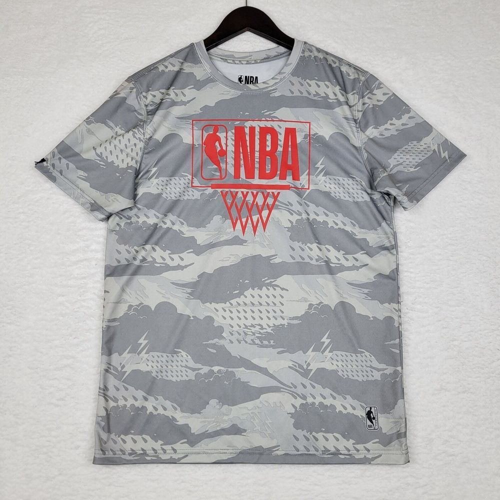 NBA Shirt‎ Mens Medium M Gray Short Sleeve Graphic Basketball Tee